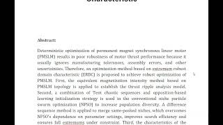 Optimal Design of PMSLM Based on Extremum Robust Domain Characteristic [upl. by Einnhoj]