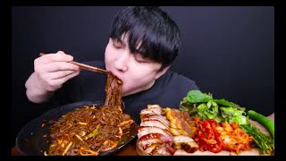 ASMR at night and ordered Jokbal Bossam KOREAN FOOD JOKBAL ampBOSSAM amp SPICY NOODLE REAL SOUND MUKBANG [upl. by Cobby]