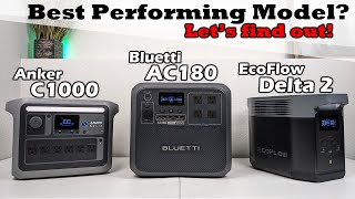 Bluetti AC180  Anker C1000  EcoFlow Delta 2  HEAD TO HEAD Which one WINS [upl. by Gisela]