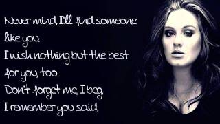 Adele Someone like You Instrumental  Lyrics [upl. by Reinnej]