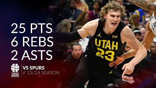 Lauri Markkanen 25 pts 6 rebs 2 asts vs Spurs 2324 season [upl. by Ayek]