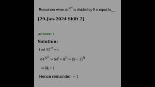 JEE Mains PYQs 2024  Binomial Theorem  Finding Remainder [upl. by Zakarias]