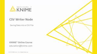 Data Access in KNIME CSV Writer [upl. by Eehsar]