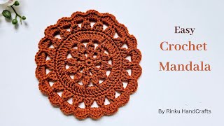 Easy Crochet Mandala  How to Crochet Doily for Beginners  Rinku HandCrafts [upl. by Atwater]