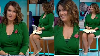 Susanna Reid LegsHeels in Short Green Dress  Good Morning Britain [upl. by Aihc635]