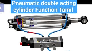 Explain Pneumatic double acting cylinder with 52 valve function video Tamil [upl. by Maunsell503]