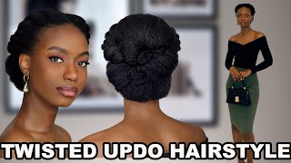 TWIST AND TUCK UPDO HAIRSTYLE ON NATURAL HAIR FOR WORK AND MEETINGS [upl. by Rramal638]