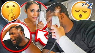 SHAVING MY BOYFRIENDS HEAD WHILE HE SLEEPS REVENGE PRANK [upl. by Abeu]