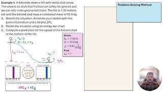 Conservation of Energy Example Problem 1 A kid sleds down a frictionless hill [upl. by Gaidano]