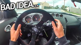 350z DRIFTING IN THE RAIN FAIL  POV DRIVE Loud Exhaust [upl. by Calise169]