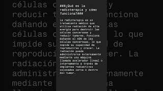 ¿Qué es la radioterapia y cómo funciona radioterapia [upl. by Oehsen]