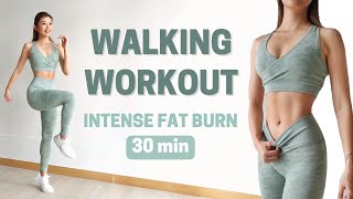 30 MIN WALKING CARDIO WORKOUT  Intense Full Body Fat Burn at Home  Emi [upl. by Gnort476]