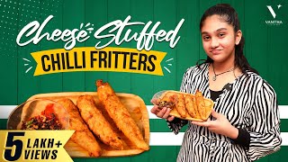 Cheese Stuffed Chilli Fritters  Jovikas Kitchen  Vanitha Vijaykumar [upl. by Lekram]