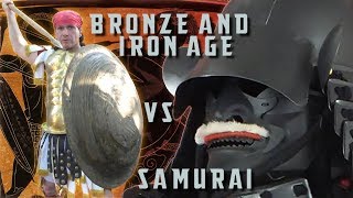 Deadliest Warriors Bronze amp Iron age Spartan Vs Samurai Armor [upl. by Aiduan]