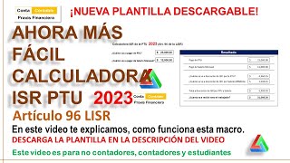 AHORA NAS FACIL CALCULADORA ISR PARA PTU ART 96 LISR conta contable [upl. by Annasoh474]