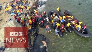 Drone video shows migrants arrival  BBC News [upl. by Eat347]