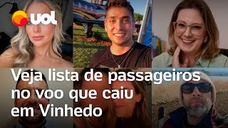 Avião que caiu em Vinhedo Veja lista de passageiros no voo da Voepass ninguém sobreviveu [upl. by Opiuuk]