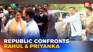 Republic Confronts Rahul Gandhi amp Priyanka Vadra EnRoute ED Office Duo Ducks Questions [upl. by Felizio]