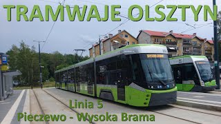 Tramwaje Olsztyn Linia 5 Pieczewo  Wysoka BramaCabview Line 5 in Olsztyn Poland 4K [upl. by Eerb]