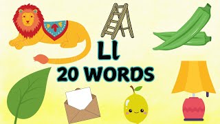 20 Words that starts with letter L  Letter L Words for Kids  Phonics Sound L  alphabetforkids [upl. by Danya709]