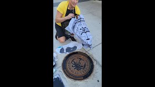 Step by Step Manhole Cover Printing Process City of Miami Street Art [upl. by Hollington5]