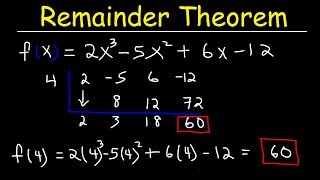 Remainder Theorem and Synthetic Division of Polynomials [upl. by Renaud]