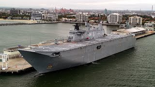 Hmas Canberra Visiting Melbourne Australia by drone  L02 [upl. by Azil]