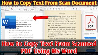 How to Copy Text From Scan Document  Copy Text From Scanned PDF Using Word [upl. by Unam]