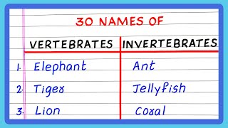 EXAMPLES OF VERTEBRATES AND INVERTEBRATES  10  20  30 EXAMPLES OF VERTEBRATES AND INVERTEBRATES [upl. by Ayhtin]