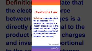 Coulombs Law 12th physics coulombs law coulombs law definition physics trending shorts [upl. by Portingale]