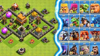 All Max TH Bases Vs All One Max Level Troop [upl. by Aluin]