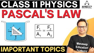 Fluid Mechanics 03  Pascals Law amp Hydraulic Lift 11 Physics Term 2 NEET 2022 NEET 2023 [upl. by Nolrah]