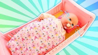 Baby doll Bedtime routine in a pink bedroom  Unboxing video [upl. by Irdua]