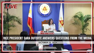 LIVE Vice President Sara Duterte answers questions from the media  October 22 2024 [upl. by Estis418]