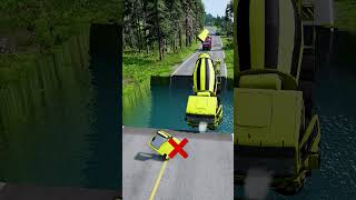 Mixer trucks vs massive water pit 13  carsvswaterpit doubleflatbedtrailertruckvsspeedbumps [upl. by Stormi]