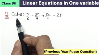 Class 8th Maths Important Questions chapter 2 Linear Equations in One variable [upl. by Lledner74]