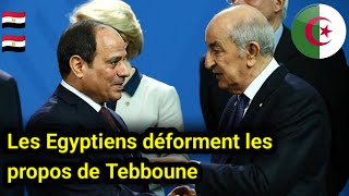 🇩🇿 🇪🇬 Les Egyptiens déforment les propos de Tebboune sur Gaza et attaquent l’Algérie [upl. by Teerell]