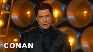 John Travoltas Oscar Flub Has A Silver Lining  CONAN on TBS [upl. by Ffirahs]