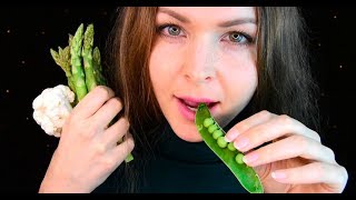 ASMR FRANCAIS 🥒🍊🥦 JE MANGE DES PETITS POIS DES ASPERGES ET DU CHOU FLEUR  asmr CRUNCHY food [upl. by Sonja]