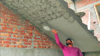 Plastering techniques2BHK House Concrete staircase bottom plastering with cement  speed plastering [upl. by Adnalram426]