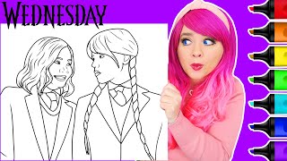 Coloring Wednesday and Enid Coloring Page  Ohuhu Art Markers [upl. by Elissa]