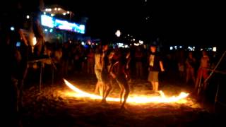 Full Moon Party 372012 Koh Phangan Thailand  fire jump rope [upl. by Osicran]