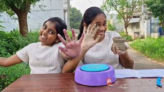 Mini Pottery WHEEL🍯🏺 machine for Diya UNBOXINGDIYDiyaIshwarya [upl. by Itnahs606]