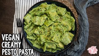 Easy Creamy Pesto Pasta in 10 minutes  Vegan Gluten Free Oil Free [upl. by Nivrag]