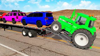 Flatbed Truck Mcqueen  Transportation with Truck  Pothole vs Car 32  BeamNGDrive [upl. by Burnham167]