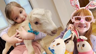 BABY GOATS and EASTER TiME CAPSULE Find the Bunny game with Adley Niko amp Navey Feed goat babies [upl. by Monie]