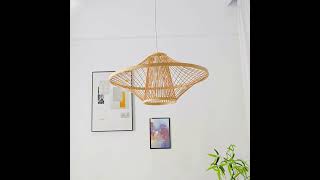 Boho living room bamboo hanging lamps UFO shape light fixtures [upl. by Arihsat]