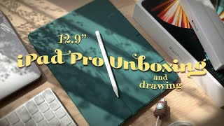 iPad Pro 129” unboxing  apple pencil 2 amp accessories ✦ Procreate drawing [upl. by Ogilvie639]