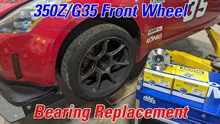 350Z  G35 Front Wheel Bearing Replacement HowTo [upl. by Oijile]