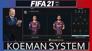 FIFA 21 CUSTOM TACTICS  KOEMAN BARCELONA 3421 SYSTEM [upl. by Sola163]